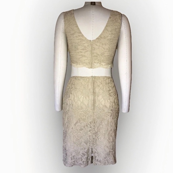 City Studio Sexy 2PC Tan Gold Metallic Floral Lace Skirt & Tank Top Set - Picture 5 of 7